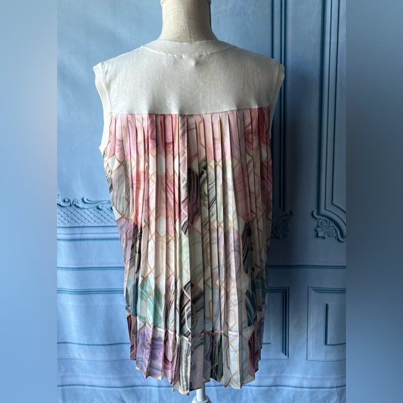 Ted Baker Size:2 Women Floral Knit Pleated Tunic Top Work Blouse Sleeveless - Picture 2 of 7
